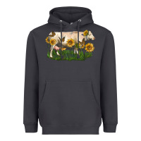 Smoke charolais cow with sunflower Heavyweight Hoodie - LillyAllenDesigns