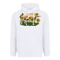White charolais cow with sunflower Heavyweight Hoodie - LillyAllenDesigns