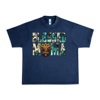 Navy blessed mama Urban Heavy Tee - JahusDesignShop