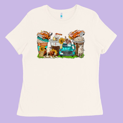 Ladies Tee farm truck coffee cups