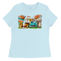 Baby Blue farm truck coffee cups Ladies Tee - texasbilliewilder
