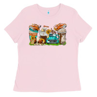 Bubblegum Pink farm truck coffee cups Ladies Tee - texasbilliewilder