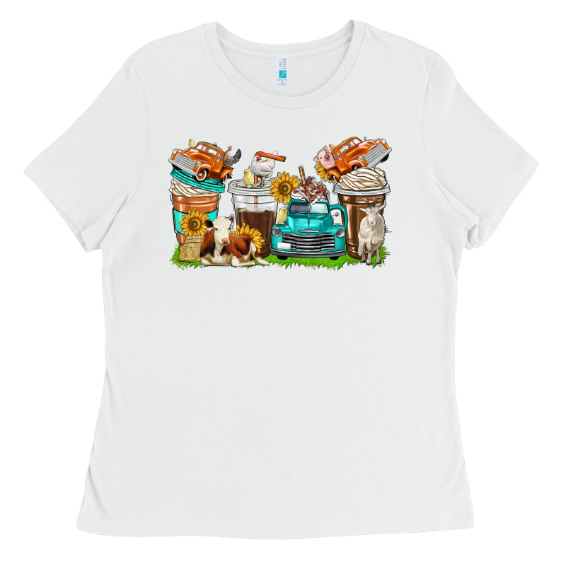 Farm Truck Coffee Cups Ladies Tee by texasbilliewilder | Teevron