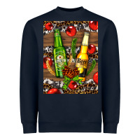 Navy beer bottles with wheat and barley Heavyweight Sweatshirt - AdoDesignShop