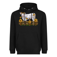 Black charolais calf with sunflowers Heavyweight Hoodie - LillyAllenDesigns