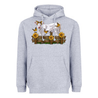 Heather Grey charolais calf with sunflowers Heavyweight Hoodie - LillyAllenDesigns