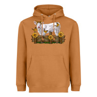 Meerkat charolais calf with sunflowers Heavyweight Hoodie - LillyAllenDesigns