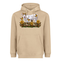 Mushroom charolais calf with sunflowers Heavyweight Hoodie - LillyAllenDesigns
