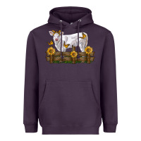 Plum charolais calf with sunflowers Heavyweight Hoodie - LillyAllenDesigns
