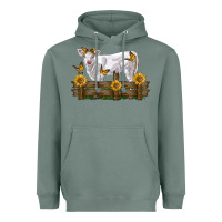 Sage charolais calf with sunflowers Heavyweight Hoodie - LillyAllenDesigns