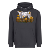 Smoke charolais calf with sunflowers Heavyweight Hoodie - LillyAllenDesigns