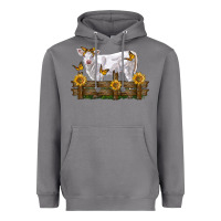 Storm charolais calf with sunflowers Heavyweight Hoodie - LillyAllenDesigns
