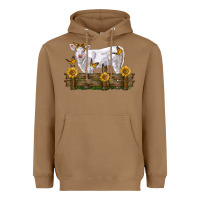Toasted Coconut charolais calf with sunflowers Heavyweight Hoodie - LillyAllenDesigns
