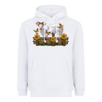 White charolais calf with sunflowers Heavyweight Hoodie - LillyAllenDesigns