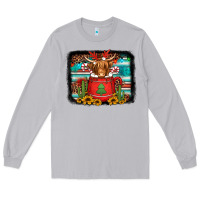 Moon Dust hot coco christmas highland cow with background Long Sleeve Tee - Jasminsmagicworld