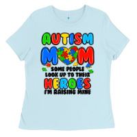 Baby Blue autism mom some people look up to their heroes i'm Ladies Tee - JahusDesignShop