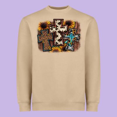 Cross Background Heavyweight Sweatshirt Designed By Jahusdesignshop