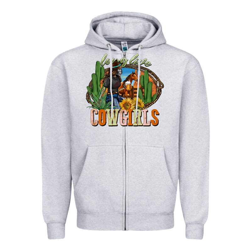 Long Live Cowgirls Zipper Hoodie by NancyCooperArtShop | Teevron