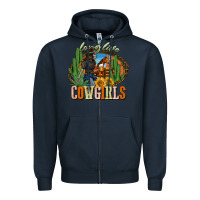 Navy long live cowgirls Zipper Hoodie - NancyCooperArtShop