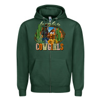 Sports Green long live cowgirls Zipper Hoodie - NancyCooperArtShop