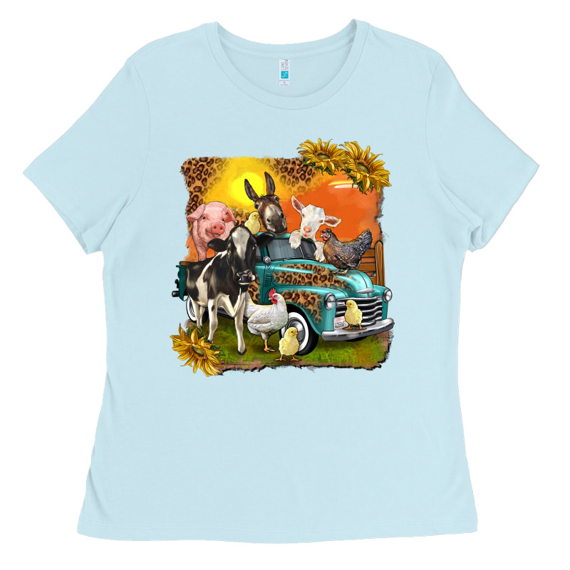 Farm Truck With Farm Animals Ladies Tee by texasbilliewilder | Teevron