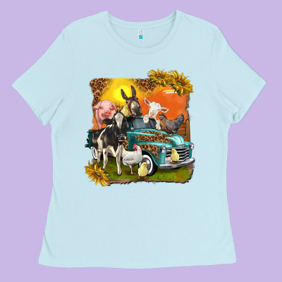 Ladies Tee farm truck with farm animals