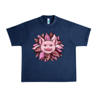 Navy sunflower leopard Urban Heavy Tee - JahusDesignShop