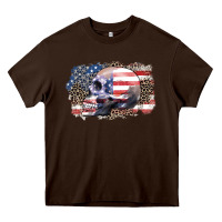 Chocolate Brown american skull Heavy Core Tee - Zillion Design Studio