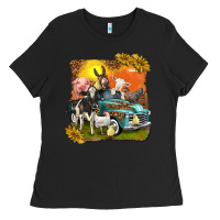 Black farm truck with farm animals Ladies Tee - texasbilliewilder