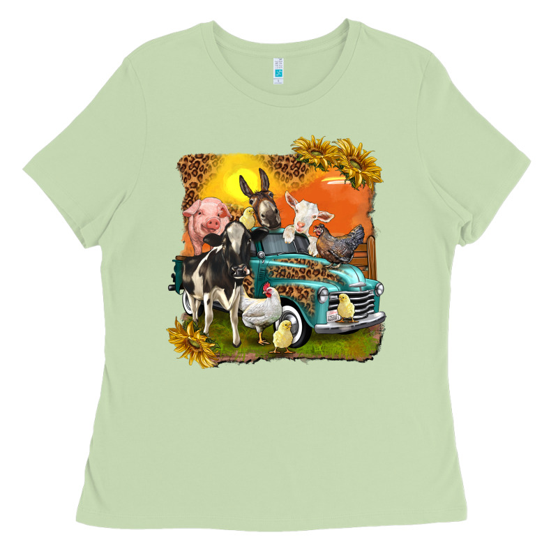 Farm Truck With Farm Animals Ladies Tee by texasbilliewilder | Teevron