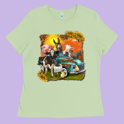 Ladies Tee farm truck with farm animals