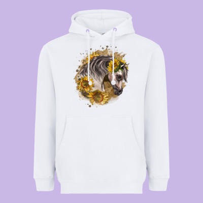 Arabian Horse With Sunflowers Heavyweight Hoodie Designed By Lillyallendesigns