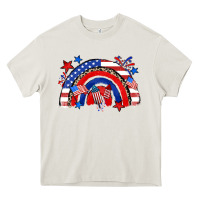 Cream American rainbow Heavy Core Tee - Zillion Design Studio