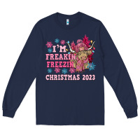 Navy i'm freakin freezin christmas 2023 Long Sleeve Tee - NancyCooperArtShop