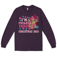 Plum i'm freakin freezin christmas 2023 Long Sleeve Tee - NancyCooperArtShop