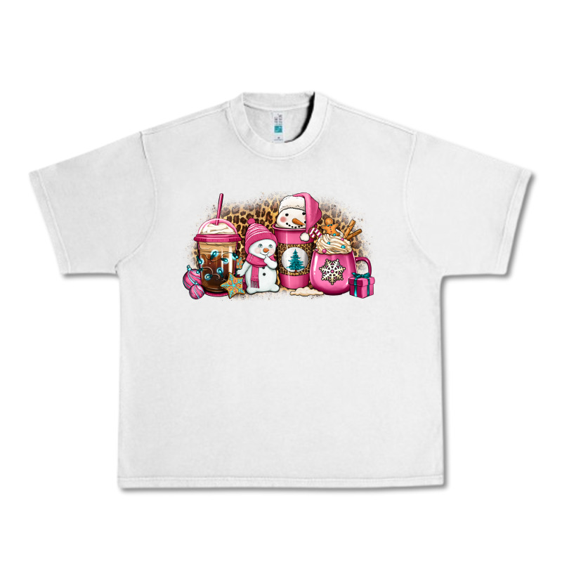 Pink Christmas Winter Snowman Coffee Urban Heavy Tee by Jasminsmagicworld | Teevron