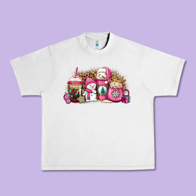 Pink Christmas Winter Snowman Coffee Urban Heavy Tee Designed By Jasminsmagicworld