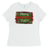White Merry Christmas Y'all Ladies Tee - RanaPortraitStore