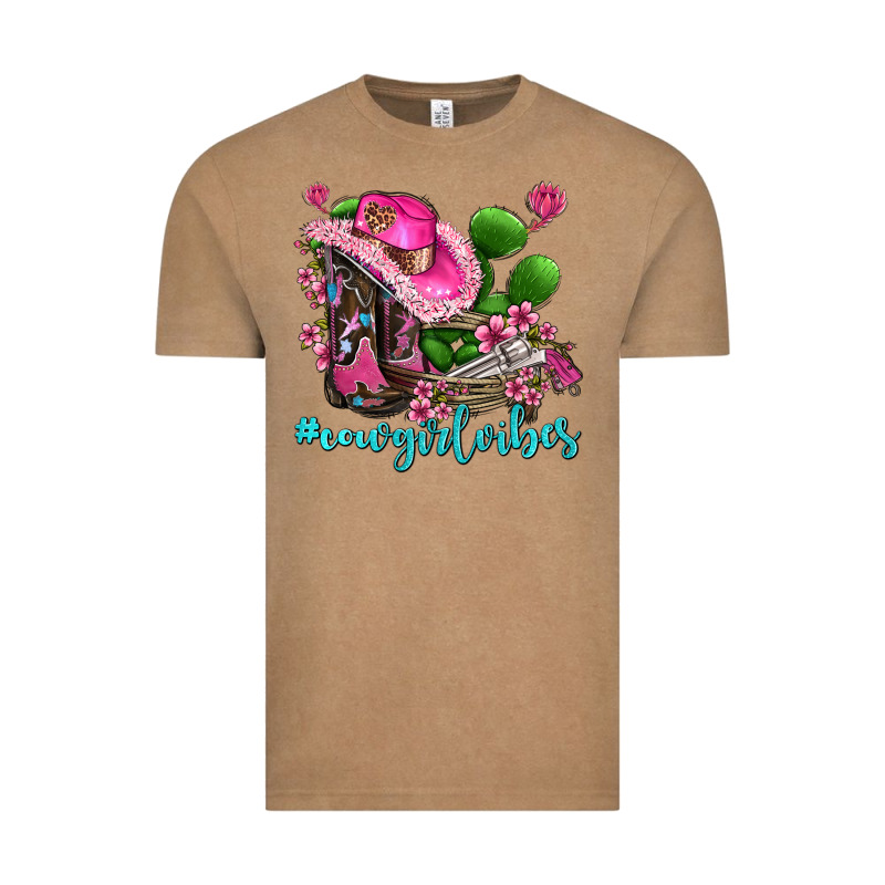 Cowgirl Vibes With Boots And Gun Vintage Tee by AdoDesignShop | Teevron