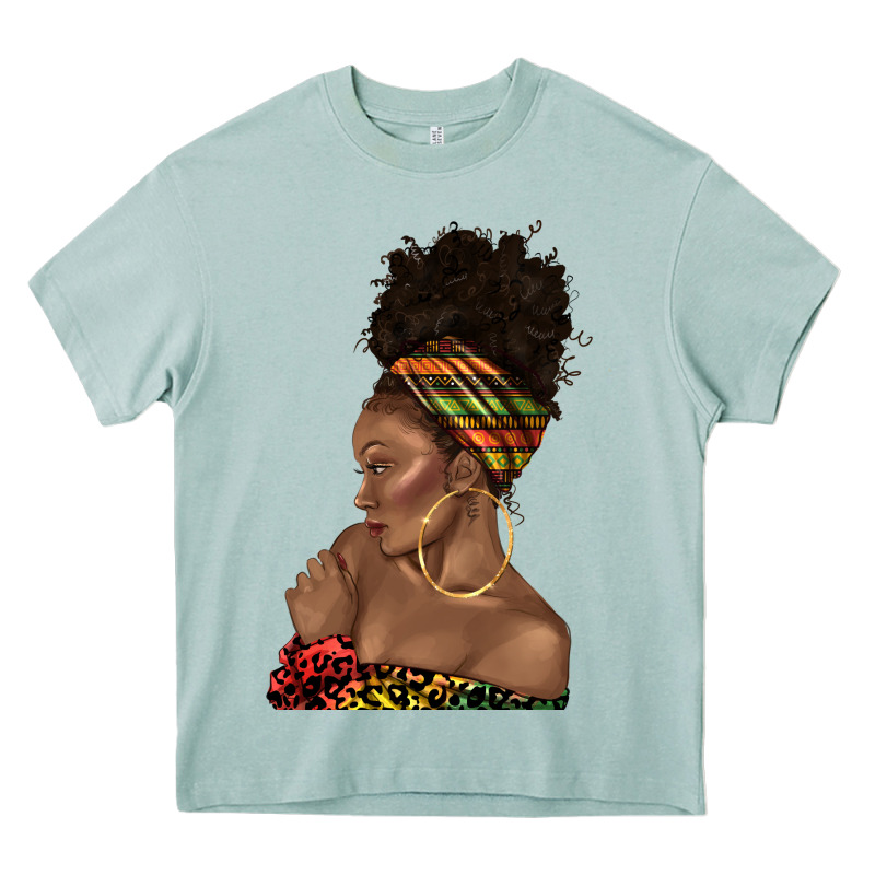 Afro Black Woman Profile Juneteenth Heavy Core Tee by texasbilliewilder | Teevron