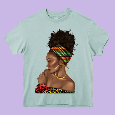 Afro Black Woman Profile Juneteenth Heavy Core Tee Designed By Texasbilliewilder