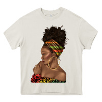 Cream afro black woman profile juneteenth Heavy Core Tee - texasbilliewilder