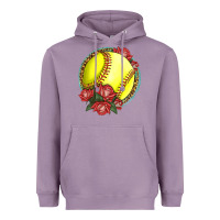 Lavender Western Softball With Roses Heavyweight Hoodie - LillyAllenDesigns
