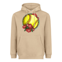 Mushroom Western Softball With Roses Heavyweight Hoodie - LillyAllenDesigns