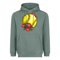 Sage Western Softball With Roses Heavyweight Hoodie - LillyAllenDesigns