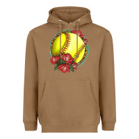 Toasted Coconut Western Softball With Roses Heavyweight Hoodie - LillyAllenDesigns