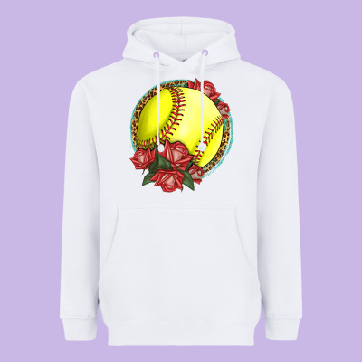 Western Softball With Roses Heavyweight Hoodie Designed By Lillyallendesigns