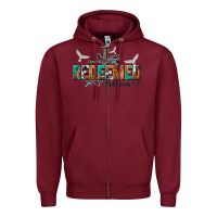Burgundy redeemed ephesians 1 7 Zipper Hoodie - NancyCooperArtShop
