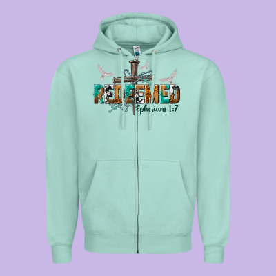 Redeemed Ephesians 1 7 Zipper Hoodie Designed By Nancycooperartshop