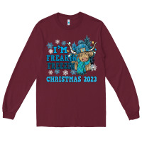 Burgundy i'm freakin freezin christmas 2023 Long Sleeve Tee - NancyCooperArtShop